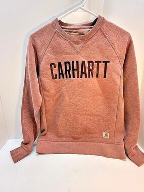 Carhartt Brown/burgundy Relaxed Fit Pullover Crew Neck Logo Sweatshirt XS